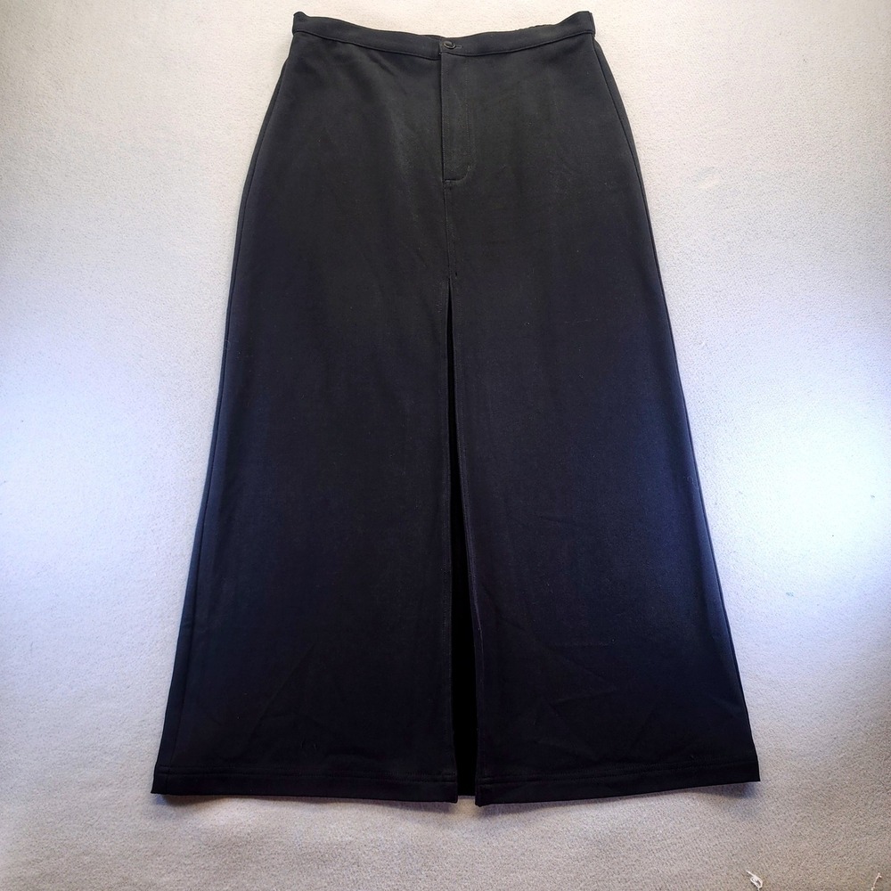 Chicos Black Maxi Skirt Size 8 Womens Long Stretch Front Pleat Professional Zip
